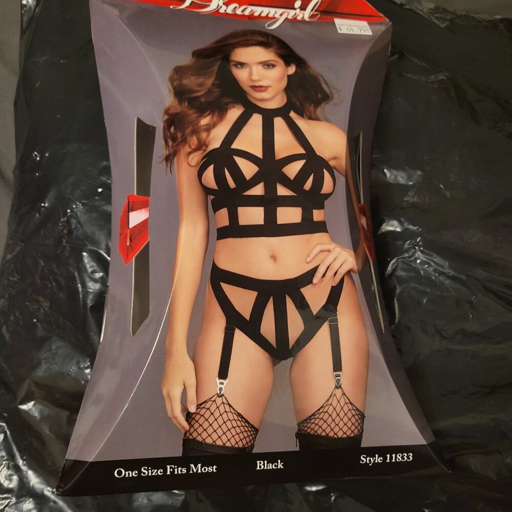 Dreamgirl black lingerie black bra panty set